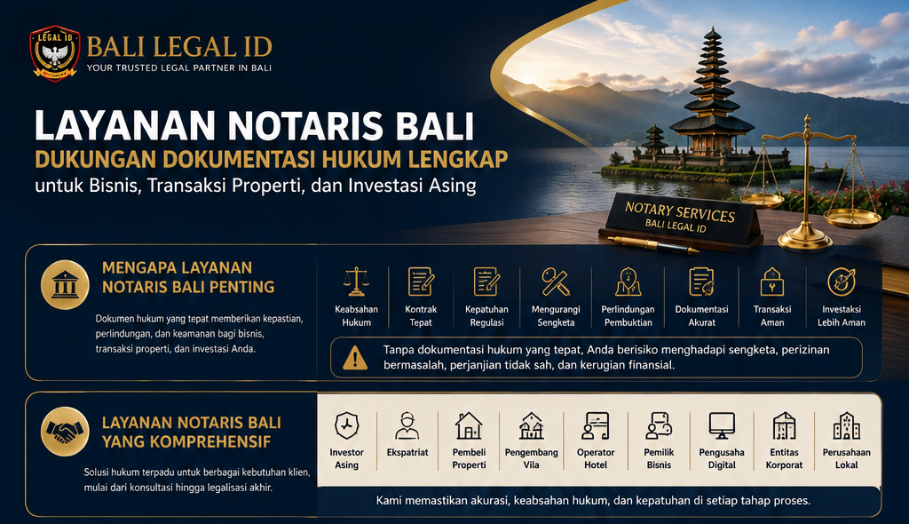 Layanan Notaris Bali: Dukungan Dokumentasi Hukum Lengkap untuk Bisnis, Transaksi Properti, dan Investasi Asing